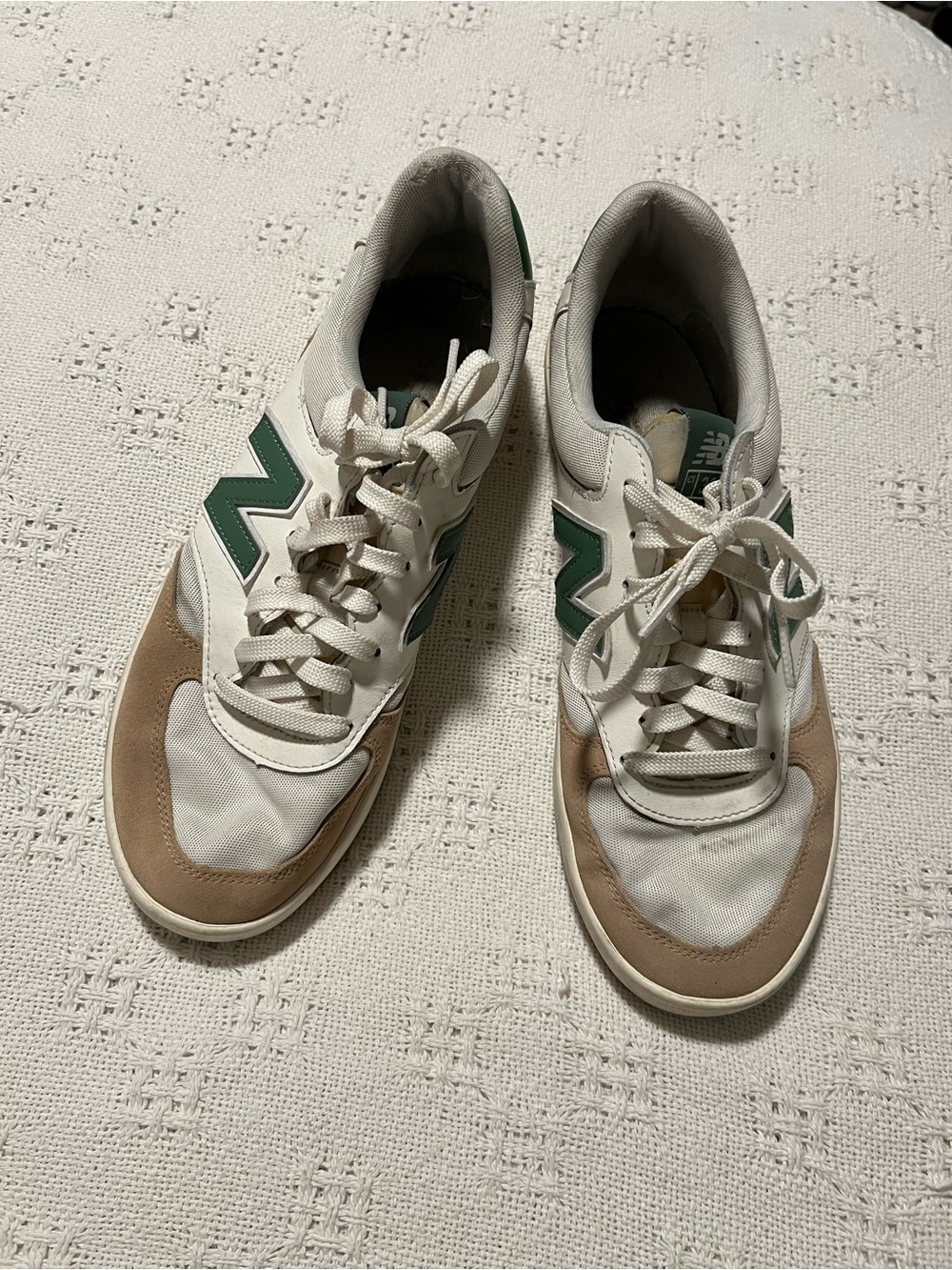 New Balance ivory Athletic Shoes with Green Tan - Men's